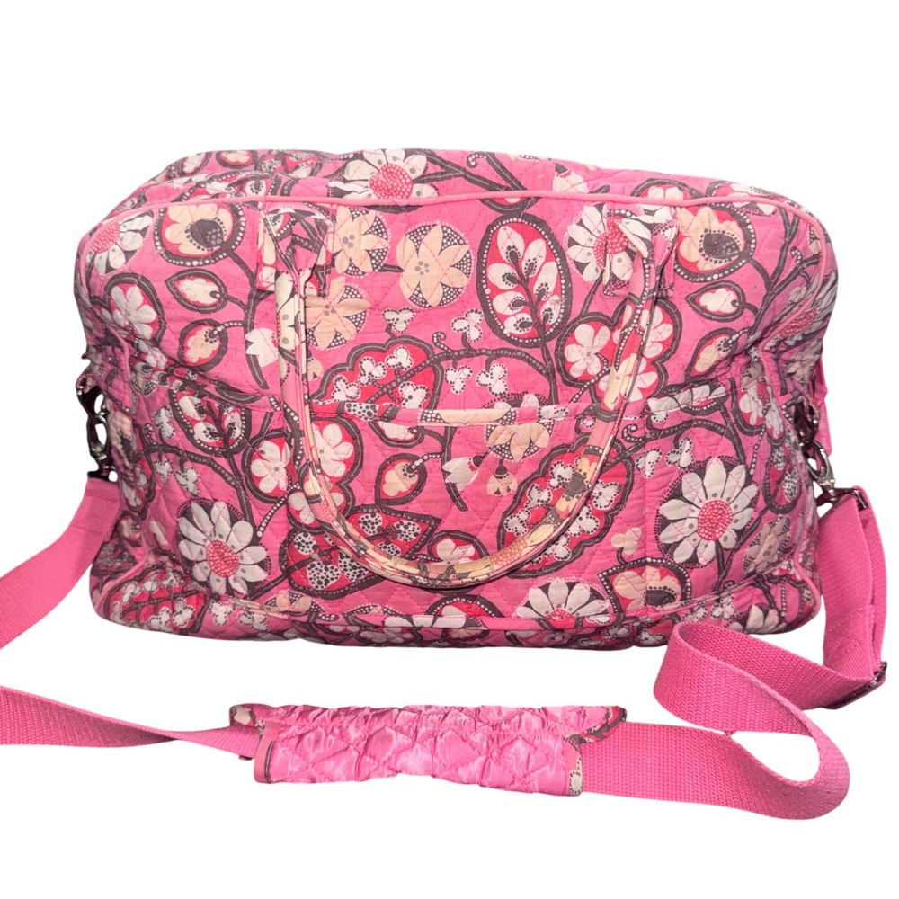 Vera Bradley Vintage Pink Floral Baby Diaper Bag Y2K Quilted Travel Weekender - Picture 6 of 10